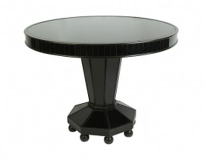 Bethel Hu73B - Black Mirrored Round Dining-Kitchen Table