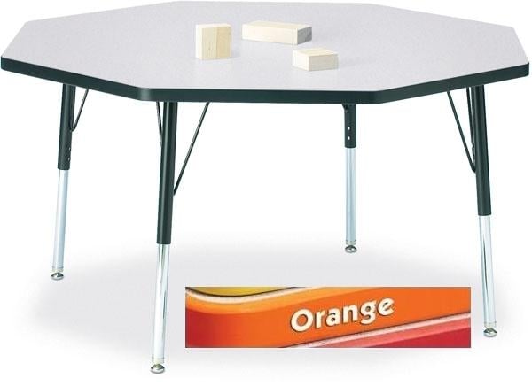 6428jct114 Rainbow Accents Kydz Activity Table- Octagon- 48 Inch X 48 Inch- 11 Inch- 15 Inch Ht- Gray-orange