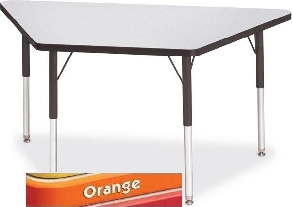 6438jct114 Rainbow Accents Kydz Activity Table- Trapezoid- 24 Inch X 48 Inch- 11 Inch- 15 Inch Ht- Gray-orange