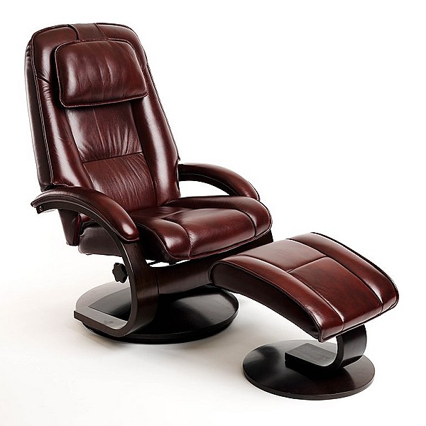 Mac Motion 52LO309625 Swivel Recliner with Ottoman Merlot Leather Alpine Black