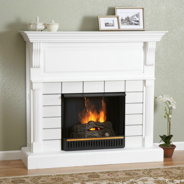 Real Flame 2000E-W Brickwood Electric Fireplace in White