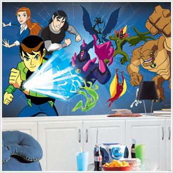 Roommates JL1180M Ben 10 Chair Rail Prepasted Mural 6 ft x 10 ft