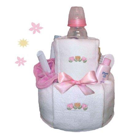 Tumbleweed Babies 1041012 Delicate Flowers Diaper Cake- 2 Tier- Girl baby gifts