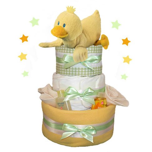Tumbleweed Babies 1136033 Ducky Quakers Diaper Cake- 3 Tier- Neutral baby gifts