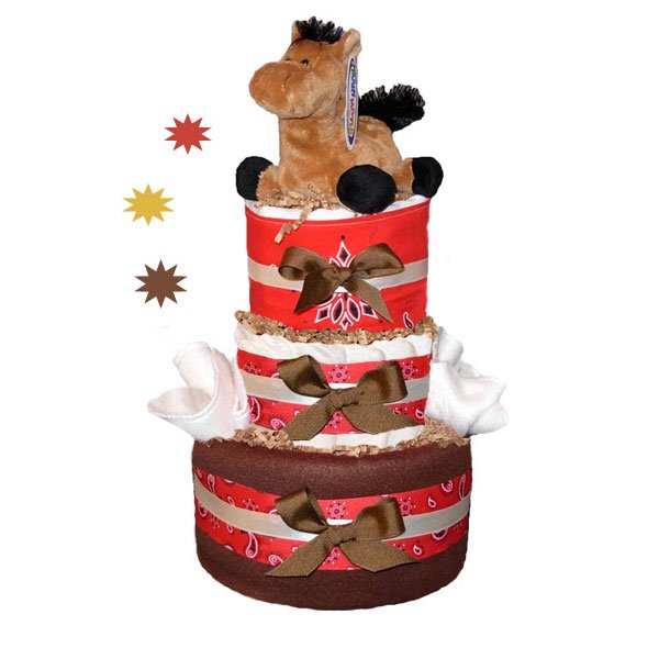 Tumbleweed Babies 1149023 Western Diaper Cake- 3 Tier- Neutral baby gifts