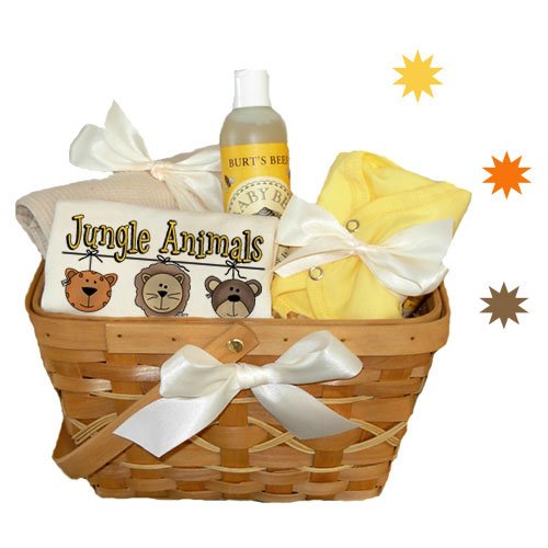 Tumbleweed Babies 1560056 Jungle Animals Organic Gift Basket- Neutral baby gifts