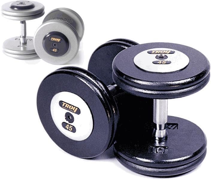 Troy Barbell HFDC-100C Pro-Style Dumbbells - Gray Plates And Chrome End Caps - 100 Pounds
