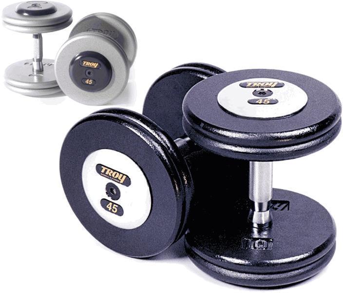 Troy Barbell HFDC-130C Pro-Style Dumbbells - Gray Plates And Chrome End Caps - 130 Pounds