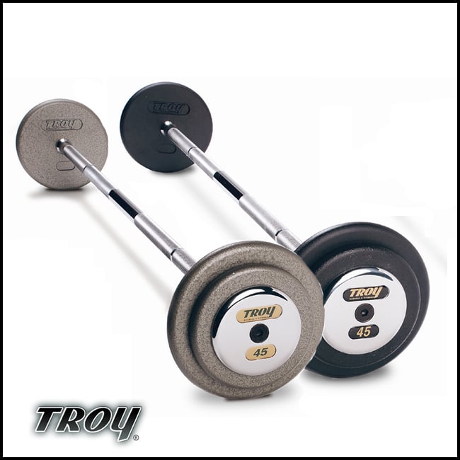 Troy Barbell PFB-055C Pro-Style Fix Curl Barbell - Black Plates And Chrome End Caps - 55 Pounds