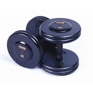 Troy Barbell PFD-005-100R Pro-Style PFD Black Machined Straight Handle Dumbbell Set - 1 Pair Each 5-100 Pounds