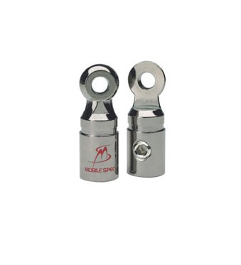 MobileSpec MS-63300 0-Gauge Set-Screw Ring Terminals - Pair Midnight Chrome