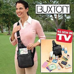 As Seen On TV BUXTONBAG Buxton Genuine Leather Over the Shoulder Bag / Organizer - Black
