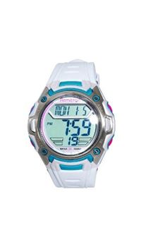 Armitron 408152WTBL Men and apos;s Chronograph White Strap with Blue Accents Round Dial Digital Sport Watch