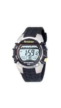 Armitron 408157BLK Men and apos;s Chronograph Round Black and Silver-Tone Digital Sport Watch