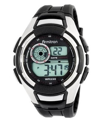 Armitron 408163svbk Men and apos;s Sport Chronograph Silver-Tone and Black Strap Digital Watch