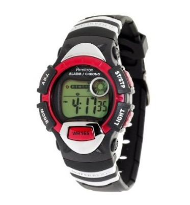 Armitron 45-6915RED Women and apos;s Chronograph Round Black and Red Digital Sport Watch