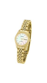 Armitron 75-2474MOP Women and apos;s Swarovski Crystal Accented Gold-Tone Round Watch picture
