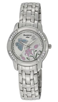 Armitron 75-3682SFSV Women and apos;s Swarovski Crystal Accented Silver-Tone Butterfly Dial Watch picture