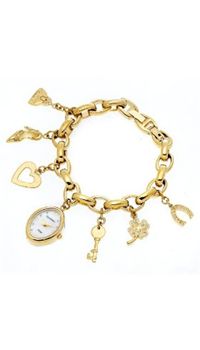 Armitron 753732MPGP Women and apos;s Swarovski Crystal Accented Gold-Tone Charm Bracelet Watch picture