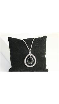 PCardinJ PCNL90225A Silver-tone and Black Drop Pendant