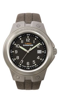 T49631 Mens Metal Tech Indiglo Black Dial Water Resistant Leather Strap Watch