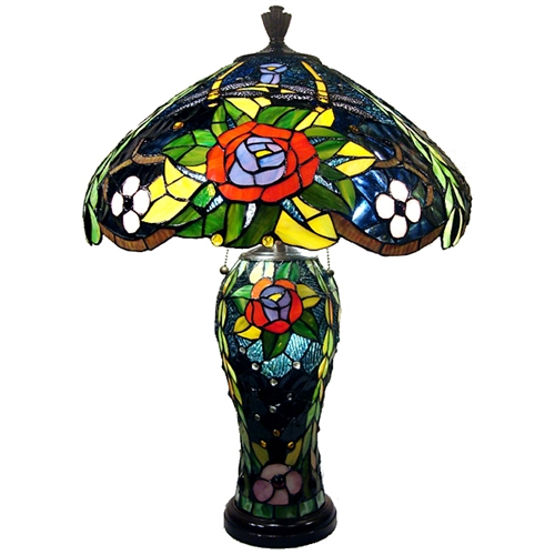 Warehouse Of Tiffany TBC18260-TBL10260 Rose Double Lite Dragonfly Lamp