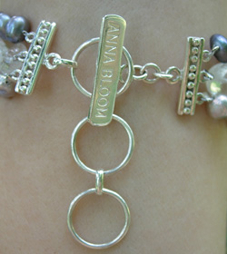 Anna Bloom Designs Zn-N Zena - Hematite- Freshwater Pearl- Moonstone- and Hammered Sterling Silver - Limited Edition Necklace