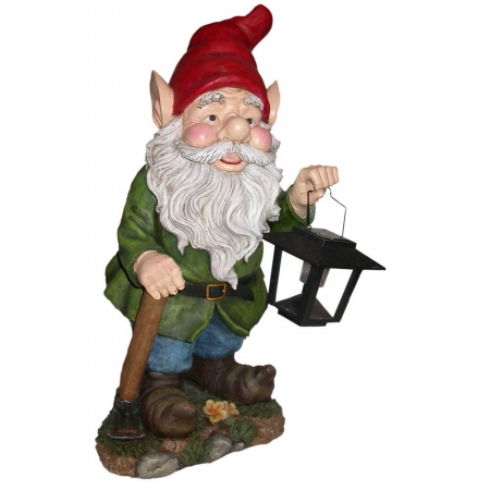 Alpine WAC258 Gnome Statuary With Solar Lantern