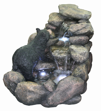 Alpine WIN264 Rainforest Waterfall Fountain With Bear And LED Lights
