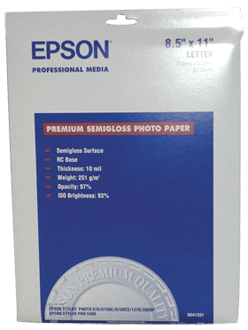 Epson Inkjet Premium Semi-Glos Photo Paper 8.5x11 20Pk