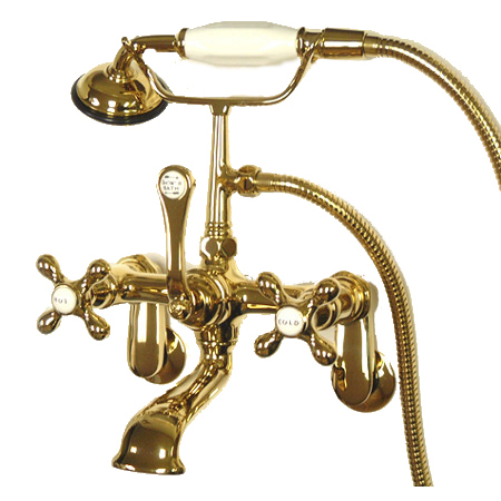 Cc57T2 Clawfoot Tub Filler With Hand Shower - Polished Brass Finish