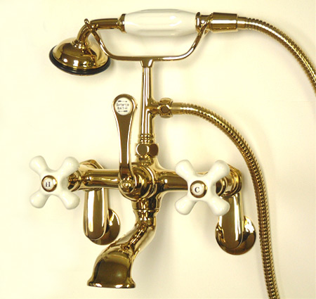 Cc59T2 Clawfoot Tub Filler With Hand Shower - Polished Brass Finish
