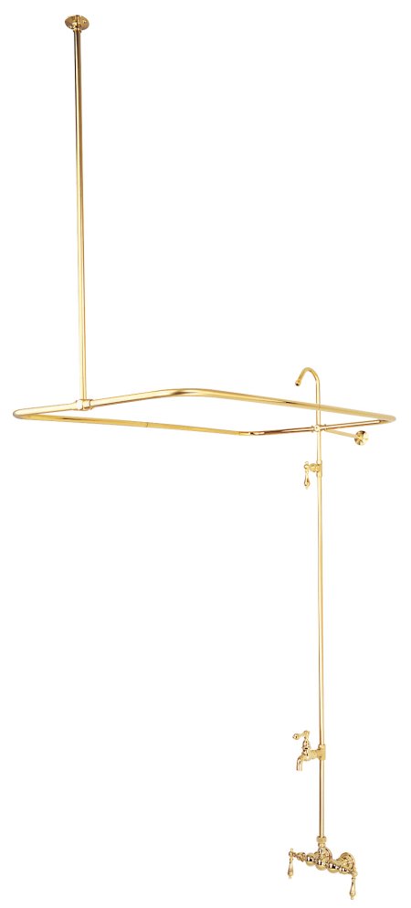 Cc61T2 Clawfoot Tub Filler And Shower System - Polished Brass Finish