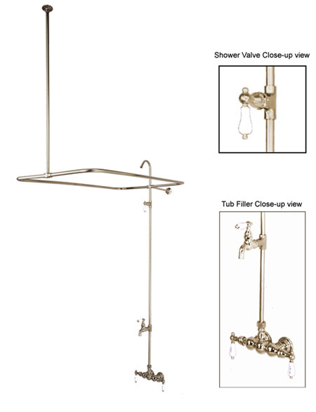 Cc63T8 Clawfoot Tub Filler And Shower System - Brushed Nickel Finish