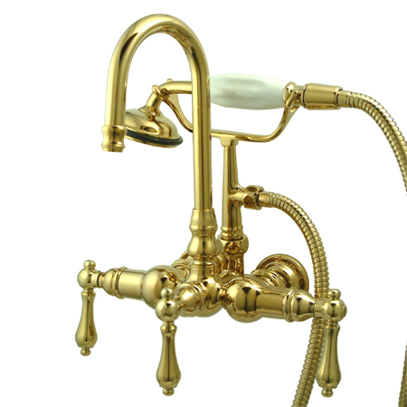 Cc7T2 Clawfoot Tub Filler With Hand Shower - Metal Lever Handles