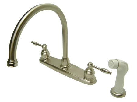 8 Inch Goose Neck Kitchen Faucet With Side Sprayer - Brushed Nickel Finish