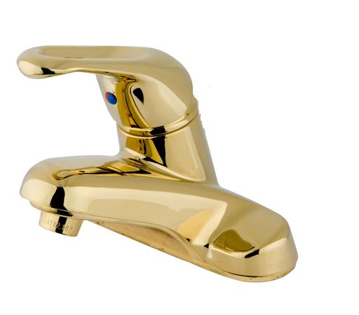 Kb512Lp Single Metal Loop Handle Centerset Lavatory Faucet Without Popup - Polished Brass Finish