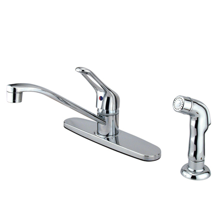 8 Inch Kitchen Faucet With Sprayer - Polished Brass Finish