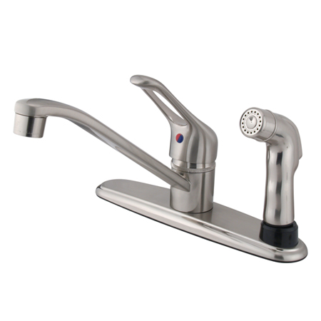 8 Inch Kitchen Faucet With Sprayer Mount On Base - Satin Nickel Finish