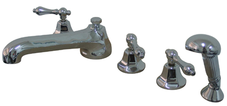 Ks43015Al Roman Tub Filler 5 Pieces With Hand Shower - Polished Chrome Finish