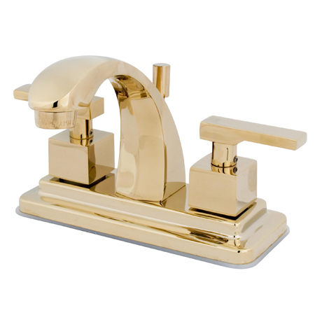 Ks4642Qll Twin Lever Handles 4 Inch Centerset Lavatory Faucet - Polished Brass Finish