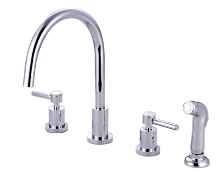 Ks8721Dl Two Handle Widespread Kitchen Faucet With Plastic Sprayer - Polished Chrome Finish