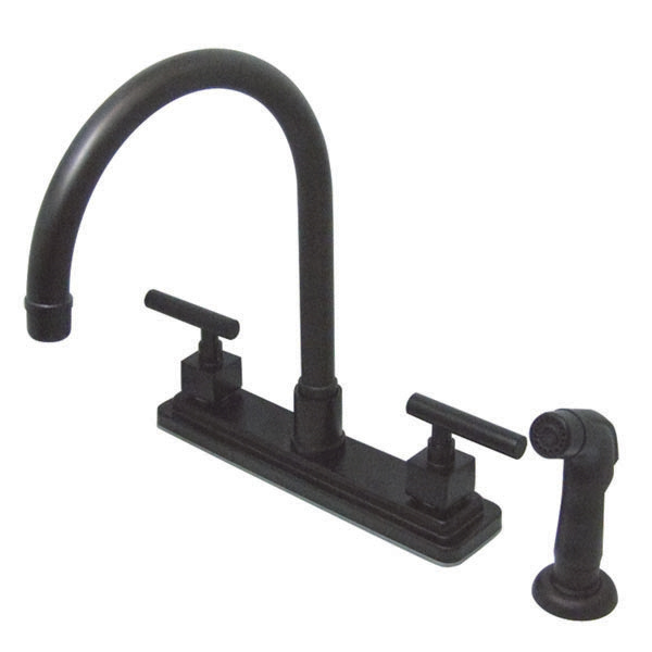 Ks8795cql Twin Lever Handles 8 Inch Kitchen Faucet With Matching Finish Plastic Sprayer - Oil Rubbed Bronze Finish