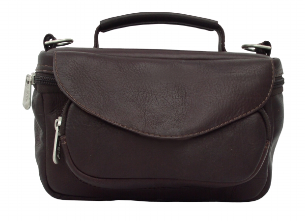 Piel 2295-CHC Leather Carry All Camera Bag with Detachable Strap - Chocolate
