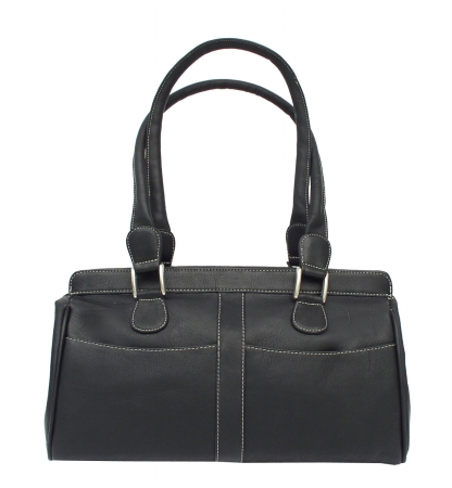 2438-blk Black Double Handle Handbag