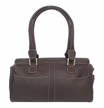 2438-chc Chocolate Double Handle Handbag