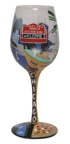Santa Barbara GLS11-5590C Hand-Painted Wine Glass - Chicago
