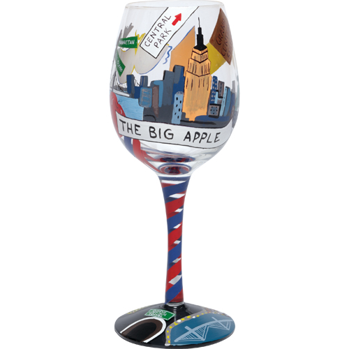 Santa Barbara GLS11-5590N Hand-Painted Wine Glass - New York