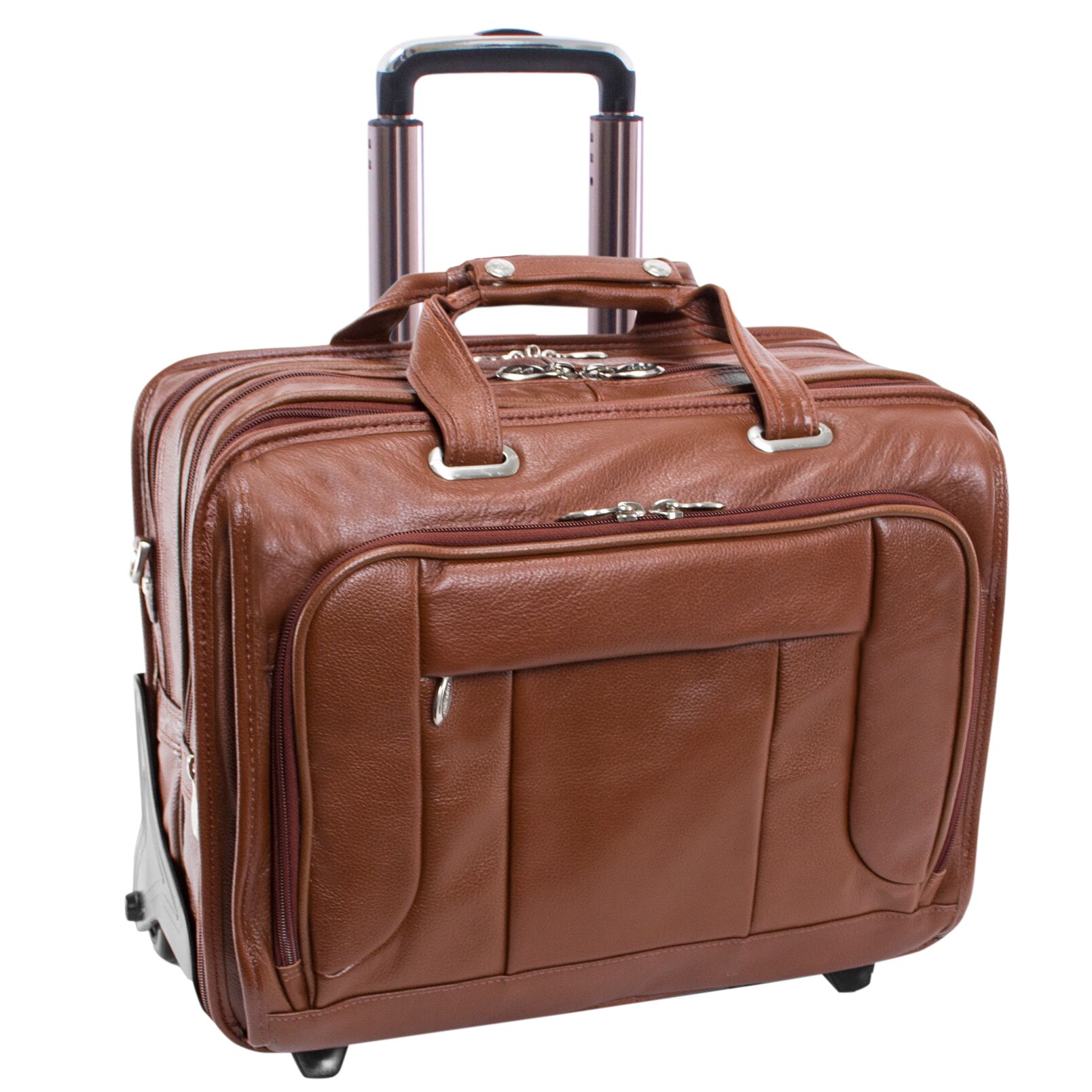 Mcklein 15704 17 Inch Brown West Town Leather Fly-through Checkpoint-friendly Detachable-wheeled Notebook C