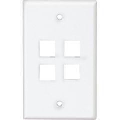 Leviton R27-41080-4EP 4-Port Quickport Wall Plate - Black